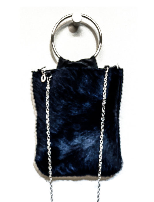 Hanna Navy Fur & Black Matte Cross Body