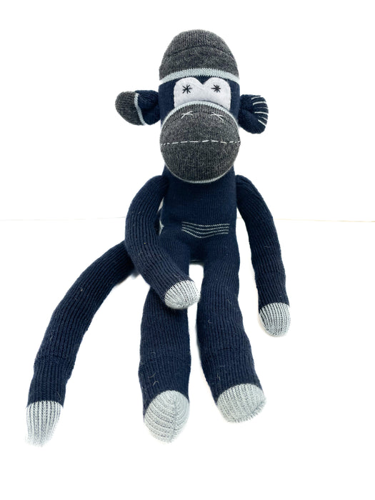 Sock Monkey Navy w Light Blue Toes