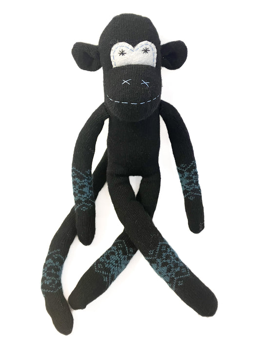 Sock Monkey Black w Blue Design