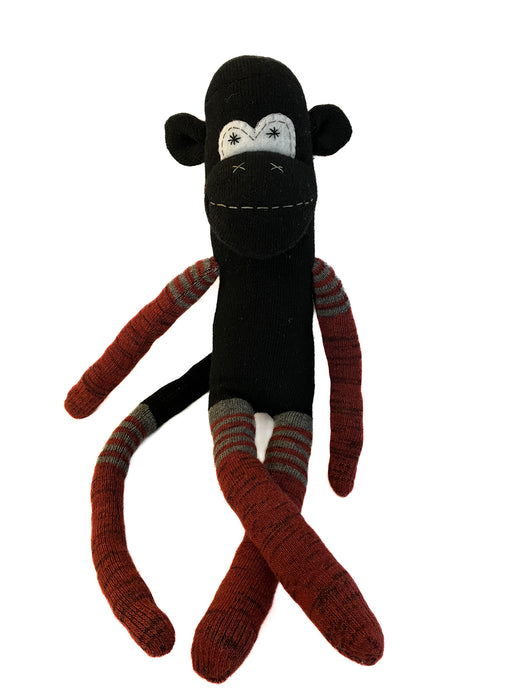 Sock Monkey Black w Rust & Grey