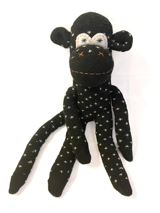 Sock Monkey Black with White Dots