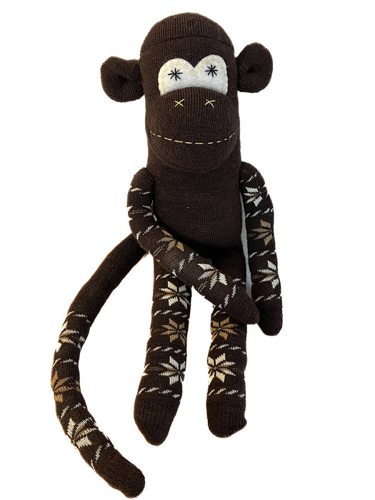 Sock Monkey Brown w Snowflakes