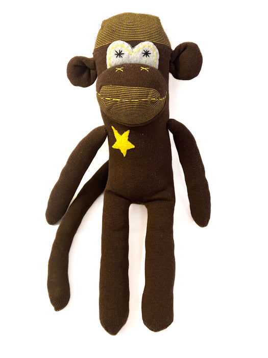 Sock Monkey Brown w Yellow Star