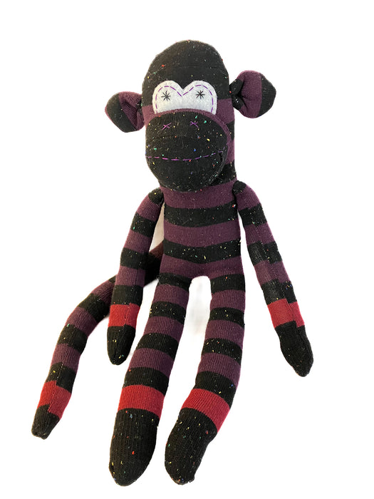 Sock Monkey Plum & Black Stripe